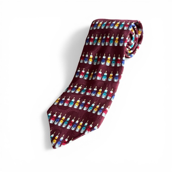 Vintage Joe Boxer "Wet Paint" Novelty Silk Necktie Burgundy Painter Artist - Picture 4 of 6